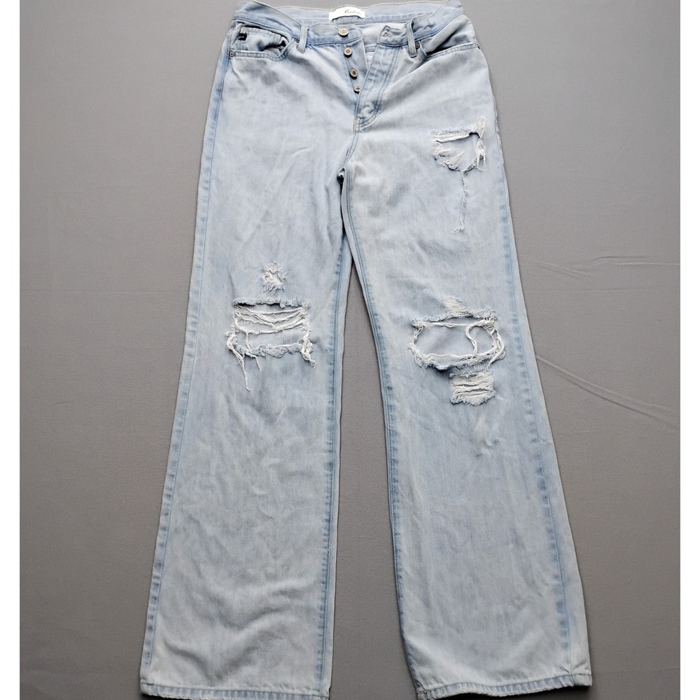 KanCan Women Light Wash Distressed Wide Leg Jeans KC7373LV1 Size 9